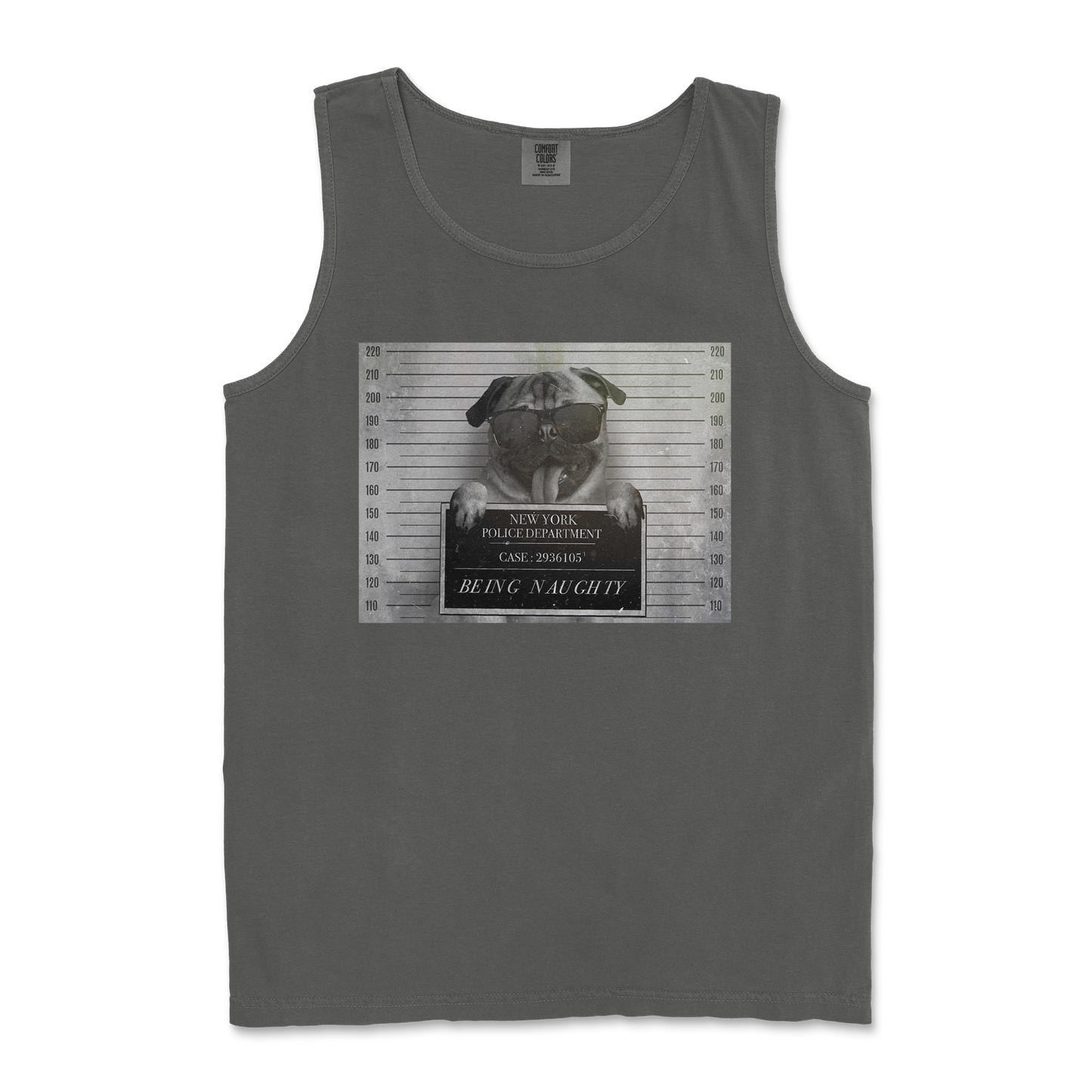 Comfort Colors Tank Top Naughty Pug in Pepper