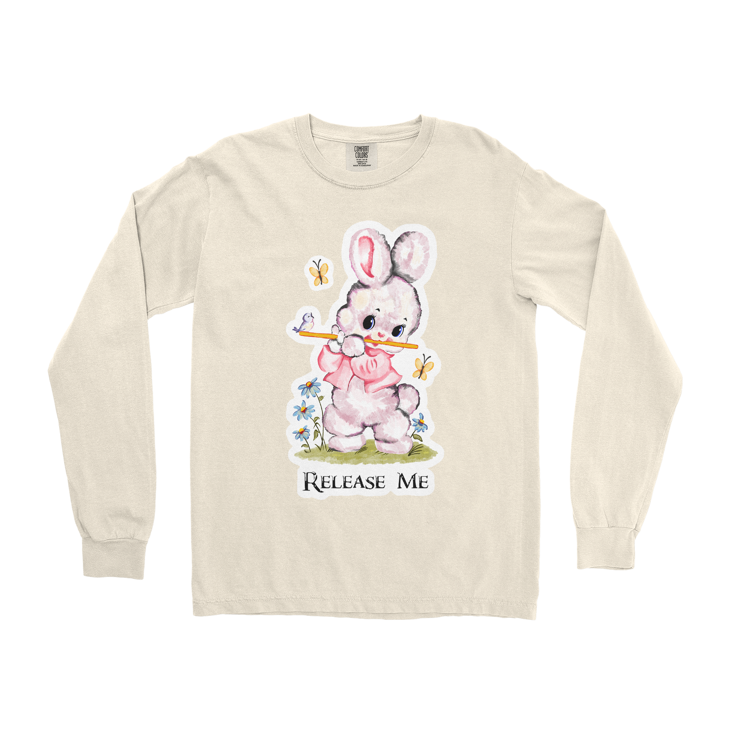 Comfort Colors Long Sleeve Cute Bunny in Ivory