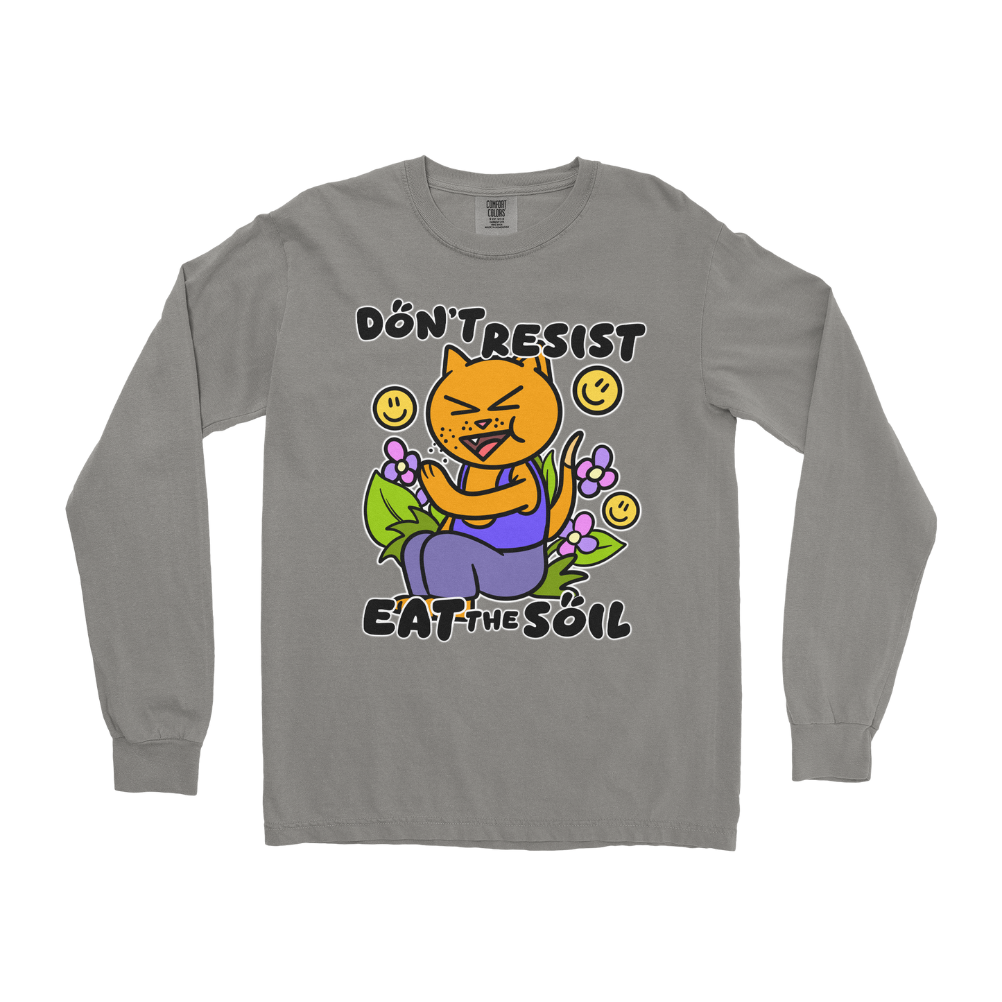 Comfort Colors Long Sleeve Eat The Soil in Grey