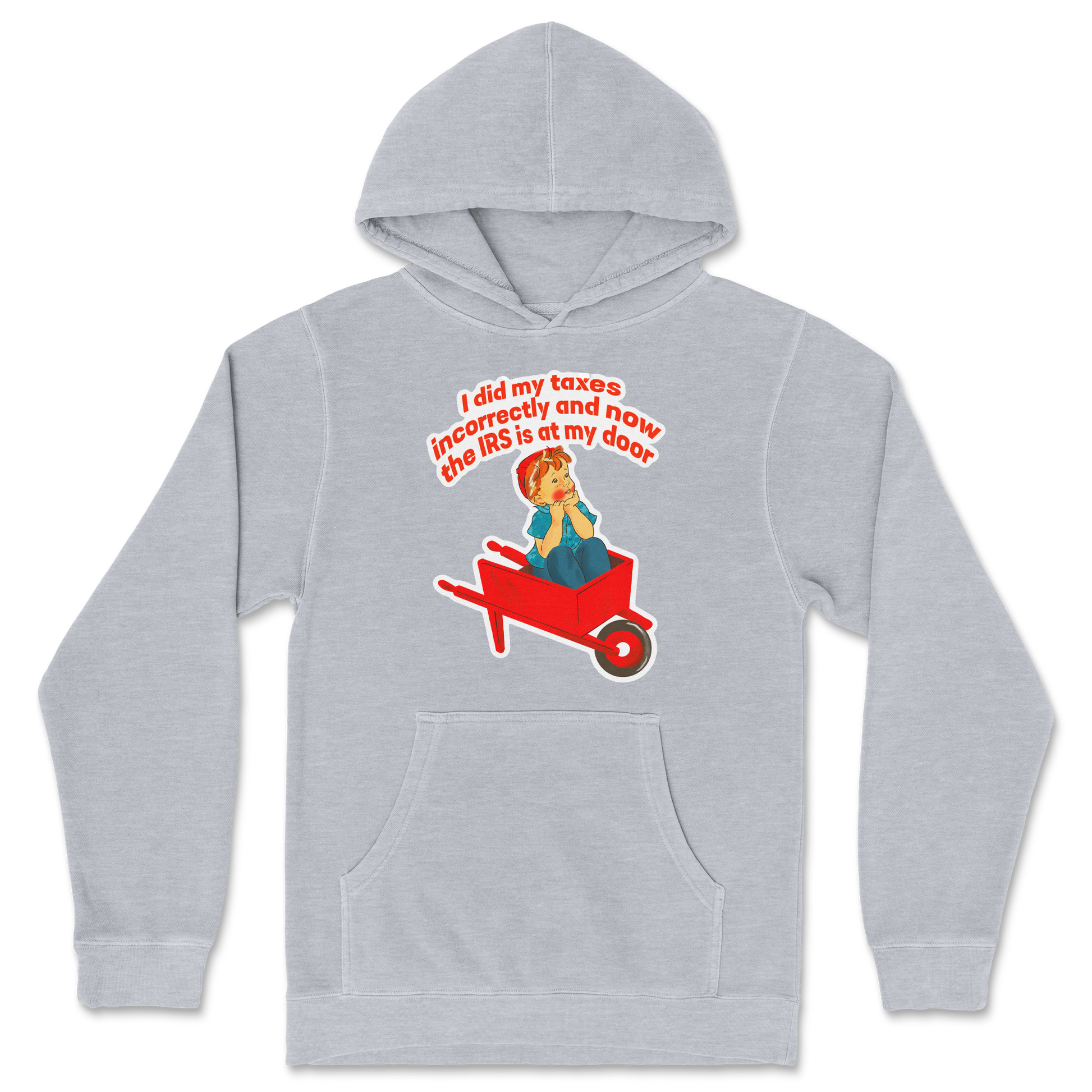Independent Clothing Co. Hoodie Here Comes the IRS in Grey Heather