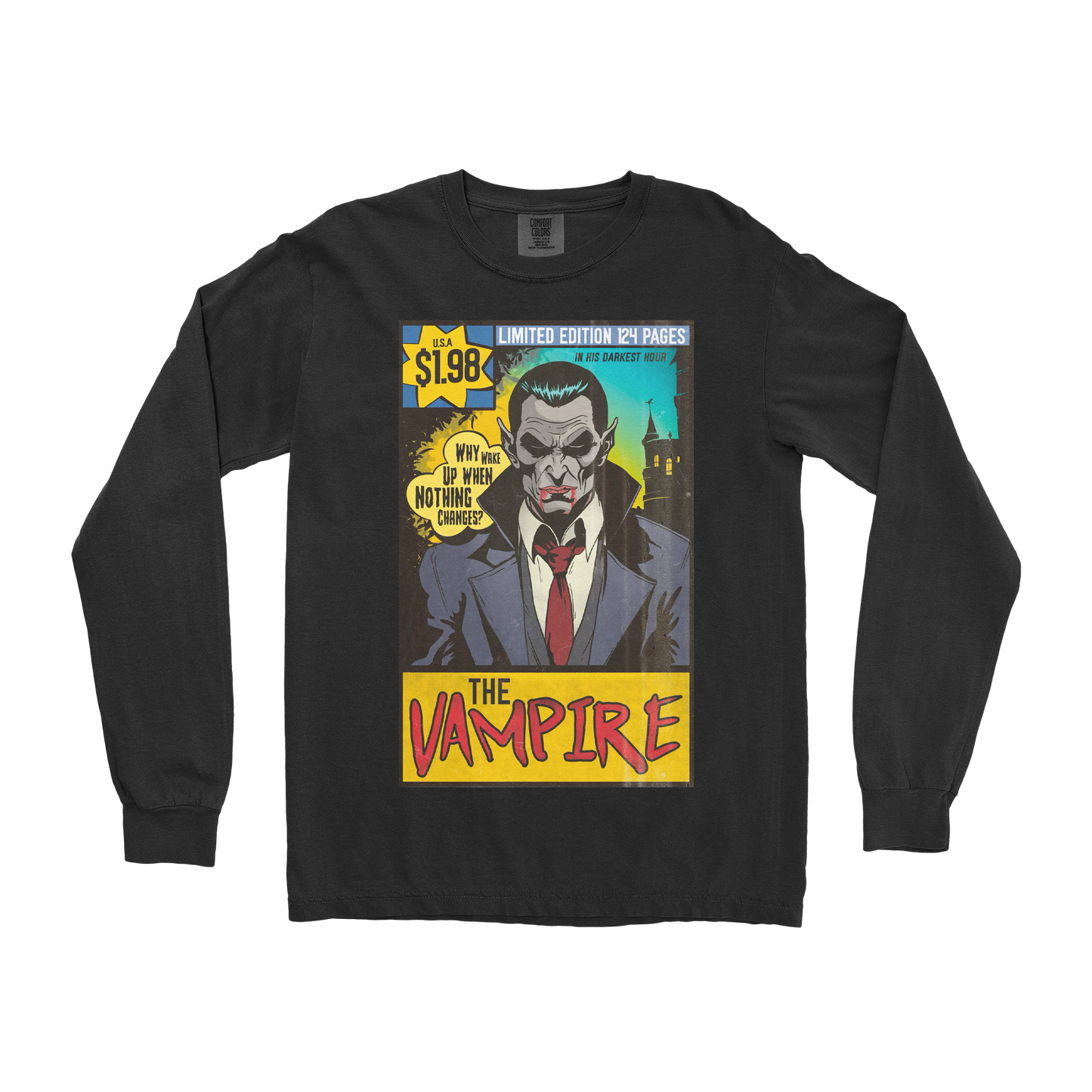 Comfort Colors Long Sleeve Sad Vampire in Black