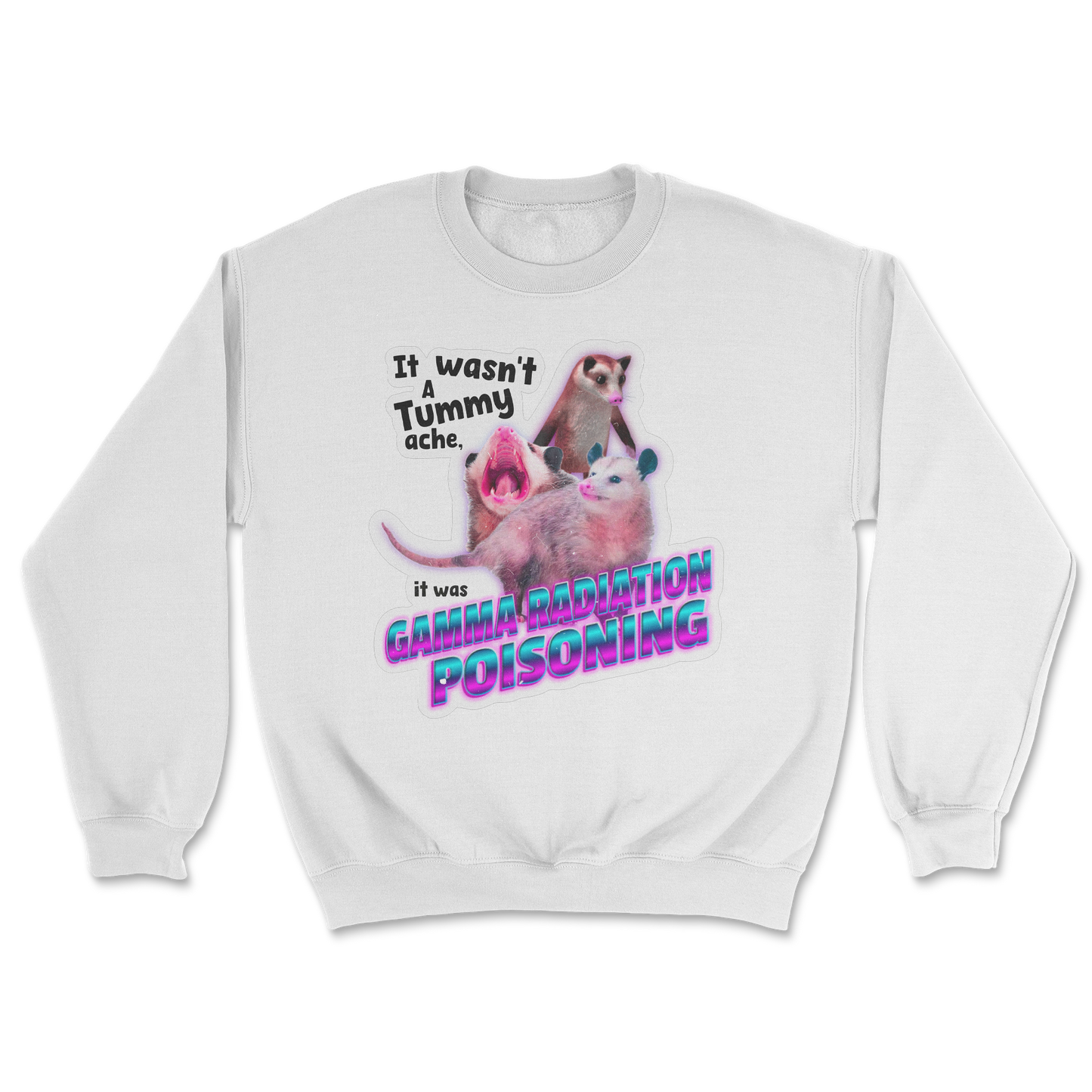 The Nice Shirt Crew Neck Possum Radiation in White