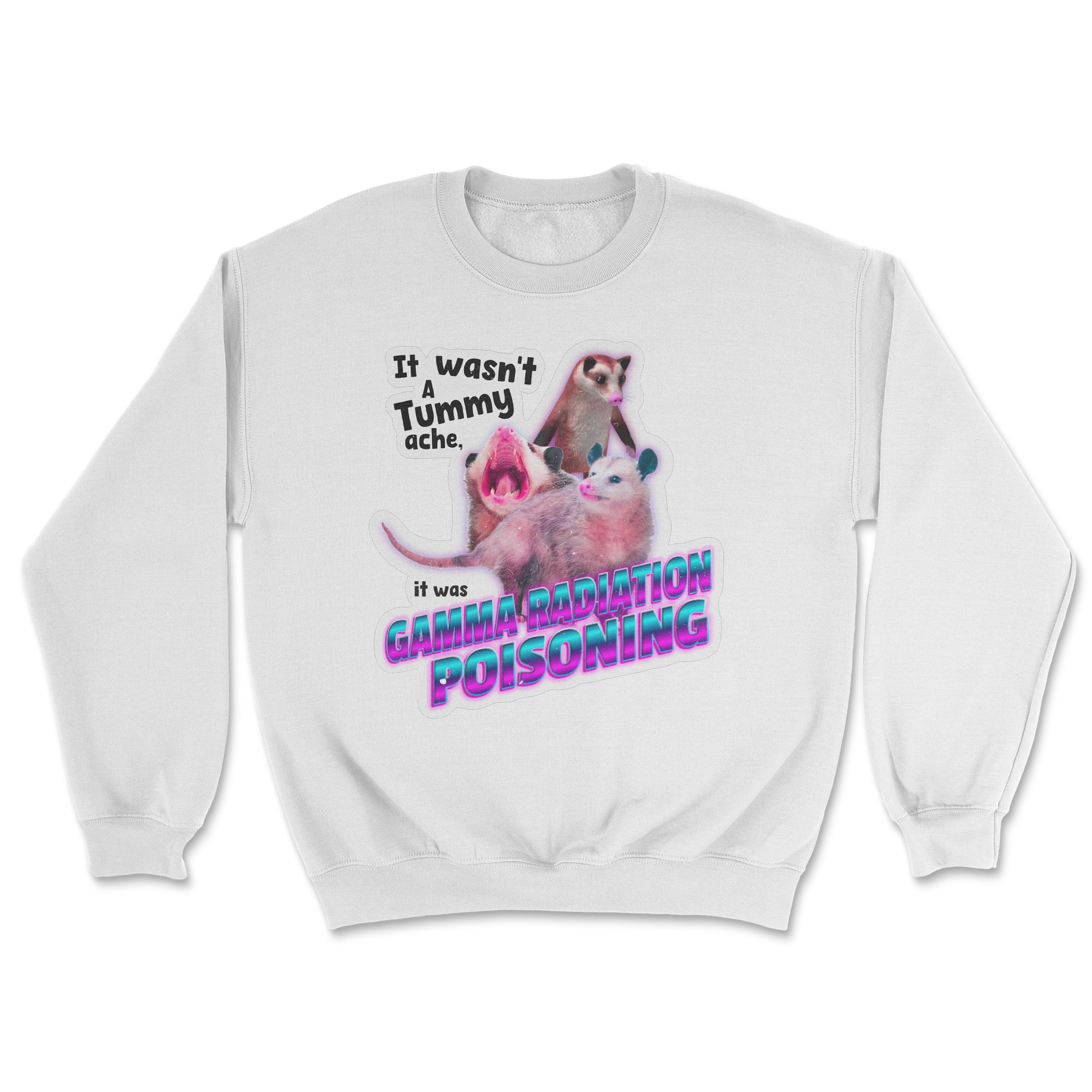 The Nice Shirt Crew Neck Possum Radiation  in White
