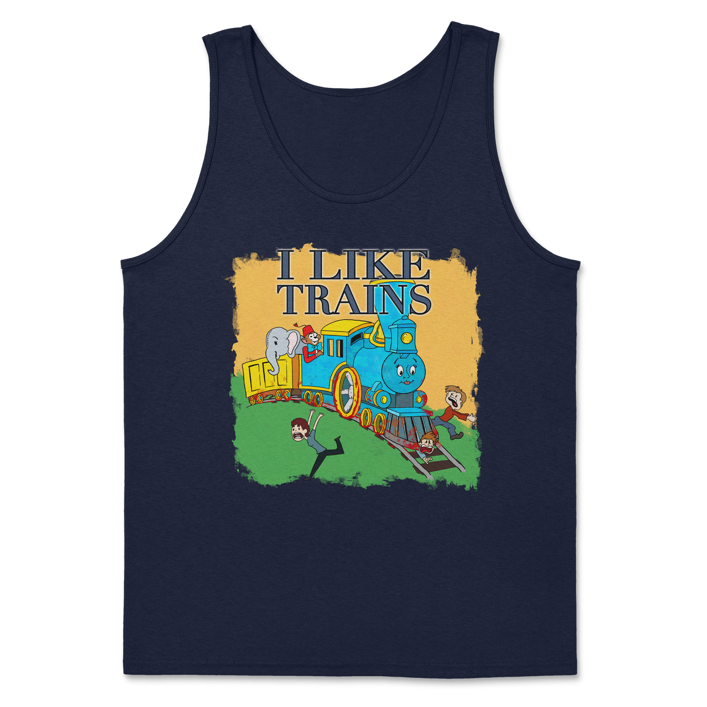 Heavy Blend Tank Top I Like Trains in Navy