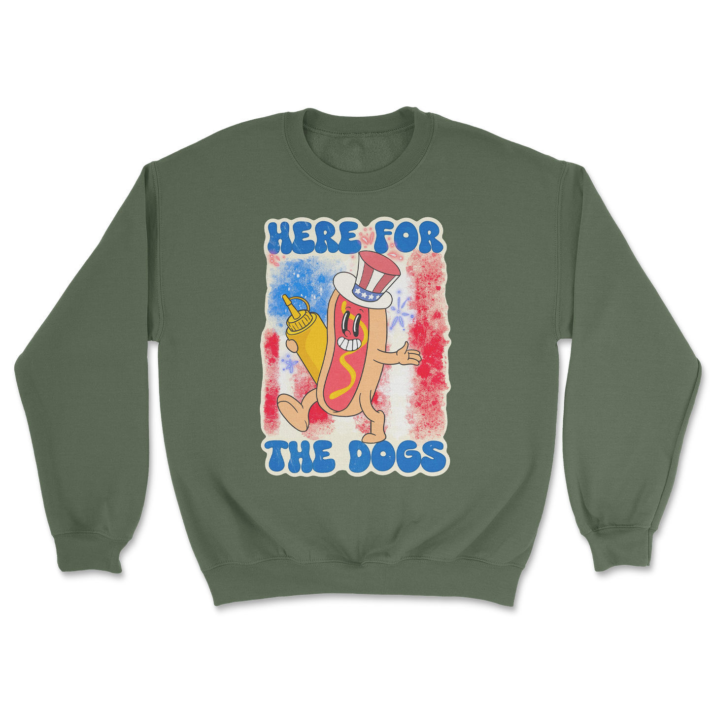 Heavy Blend Crew Neck Hot Dog in Military Green