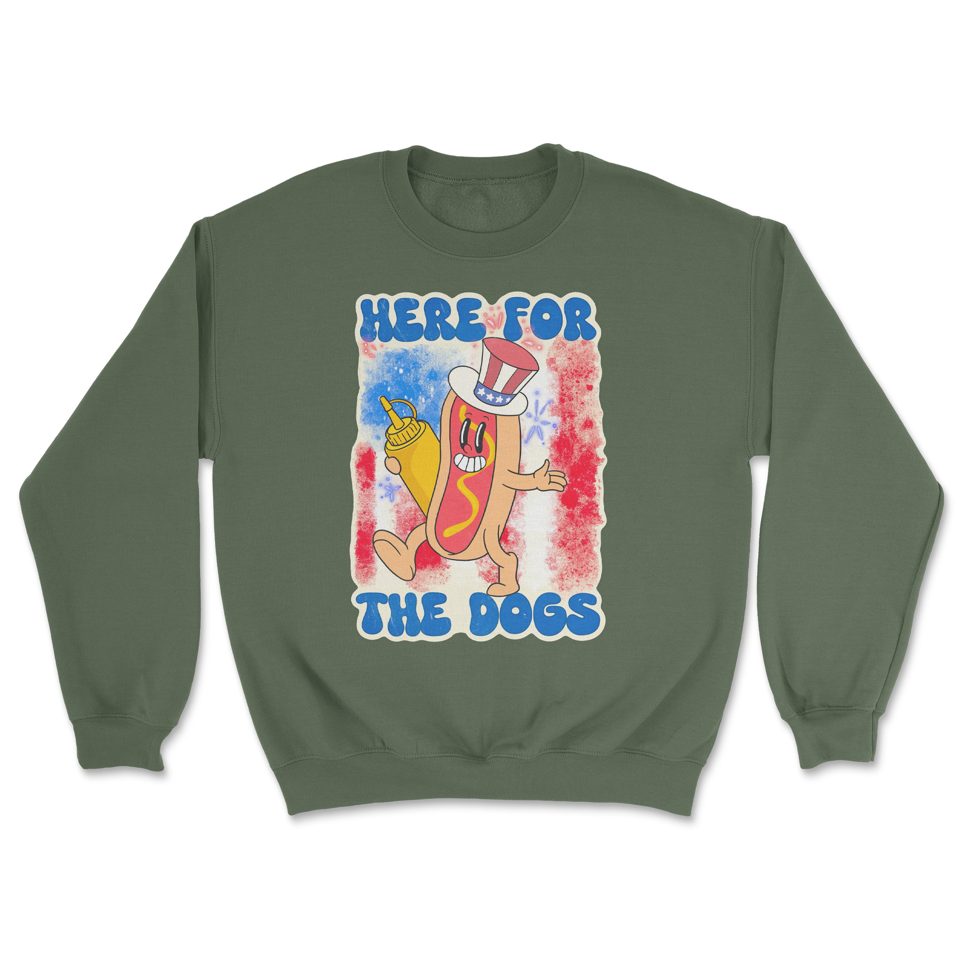 Heavy Blend Crew Neck Hot Dog in Military Green
