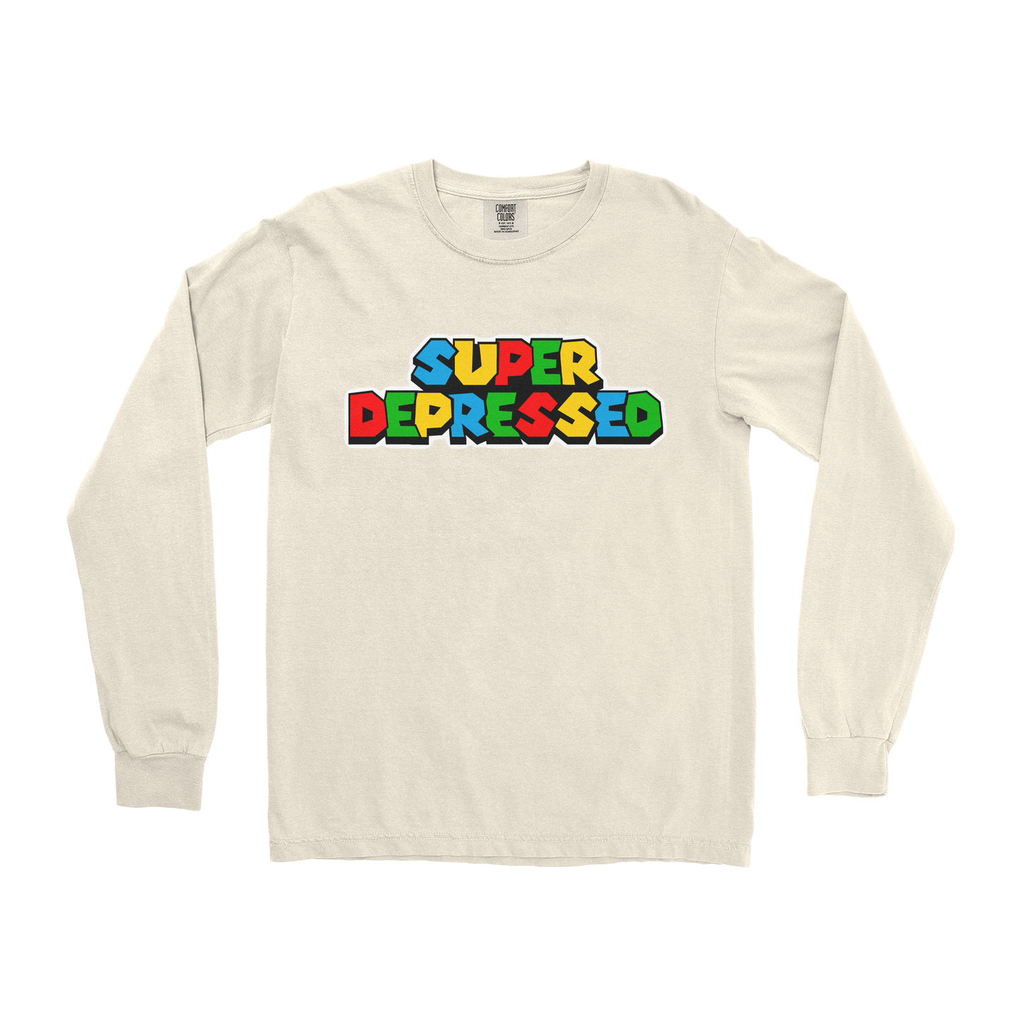 Comfort Colors Long Sleeve Super Depressed in Ivory