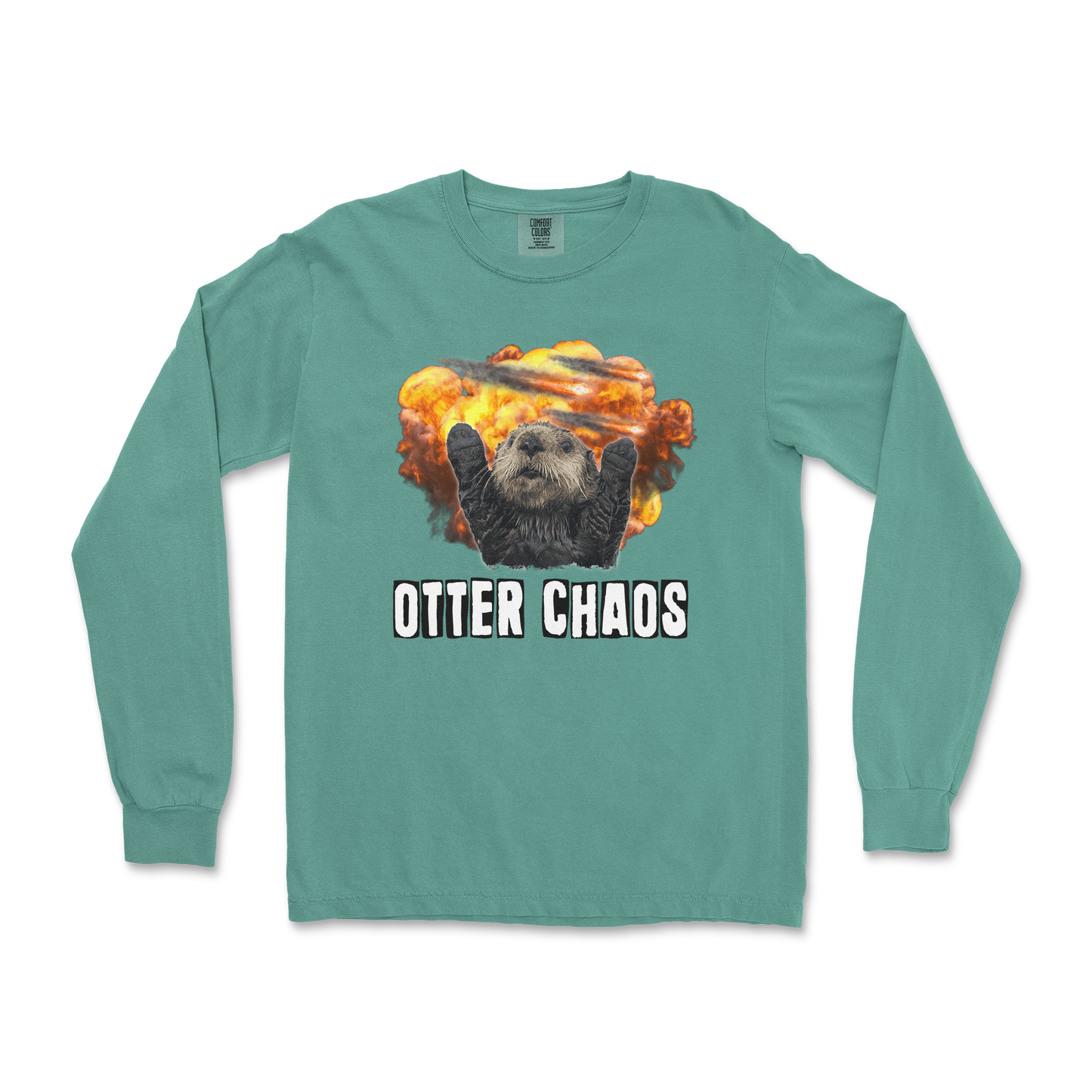Comfort Colors Long Sleeve Otter Chaos in LightGreen