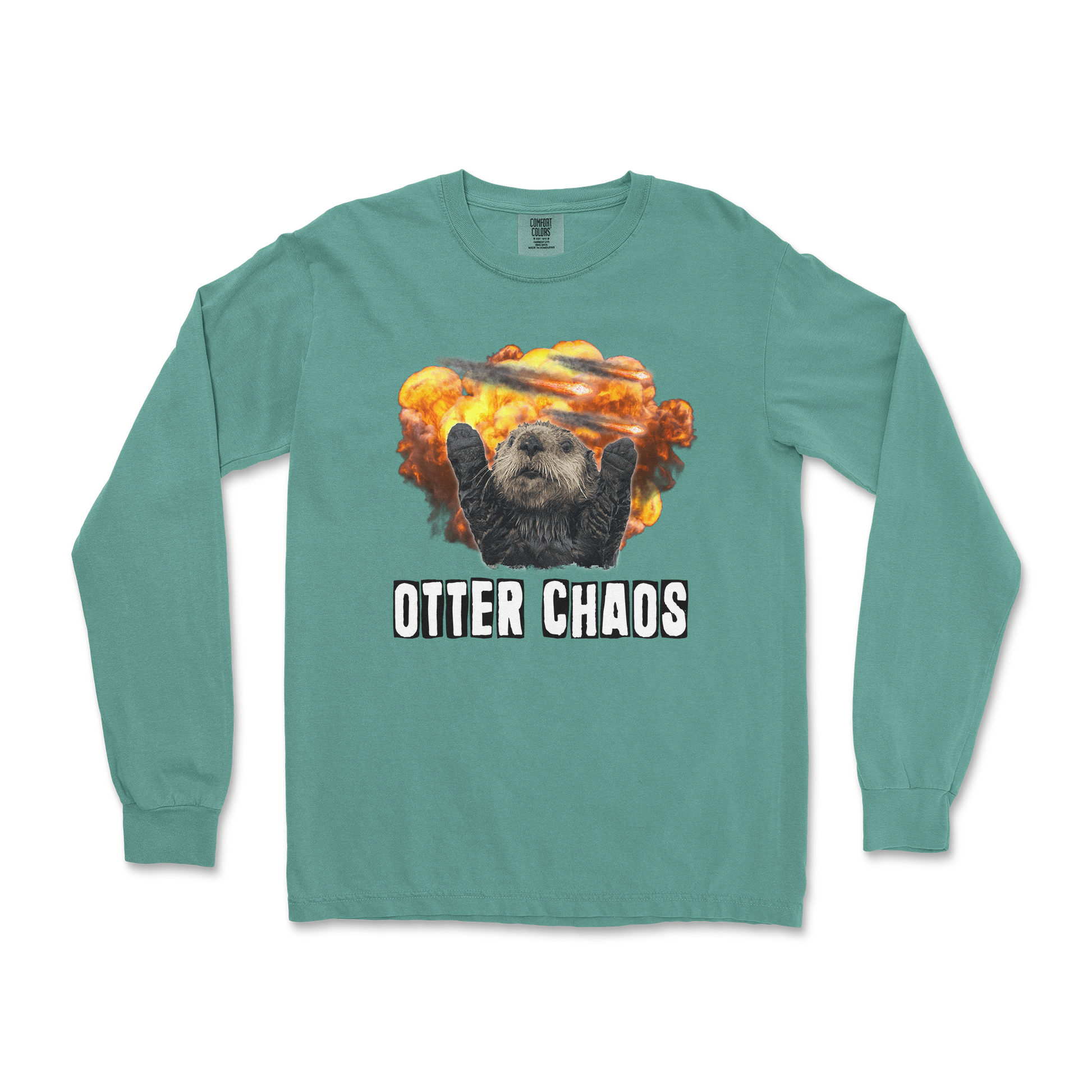 Comfort Colors Long Sleeve Otter Chaos in LightGreen