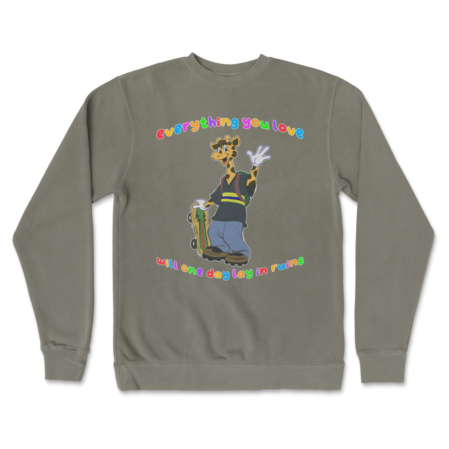 Independent Clothing Co. Crew Neck Jerry the Giraffe in Army