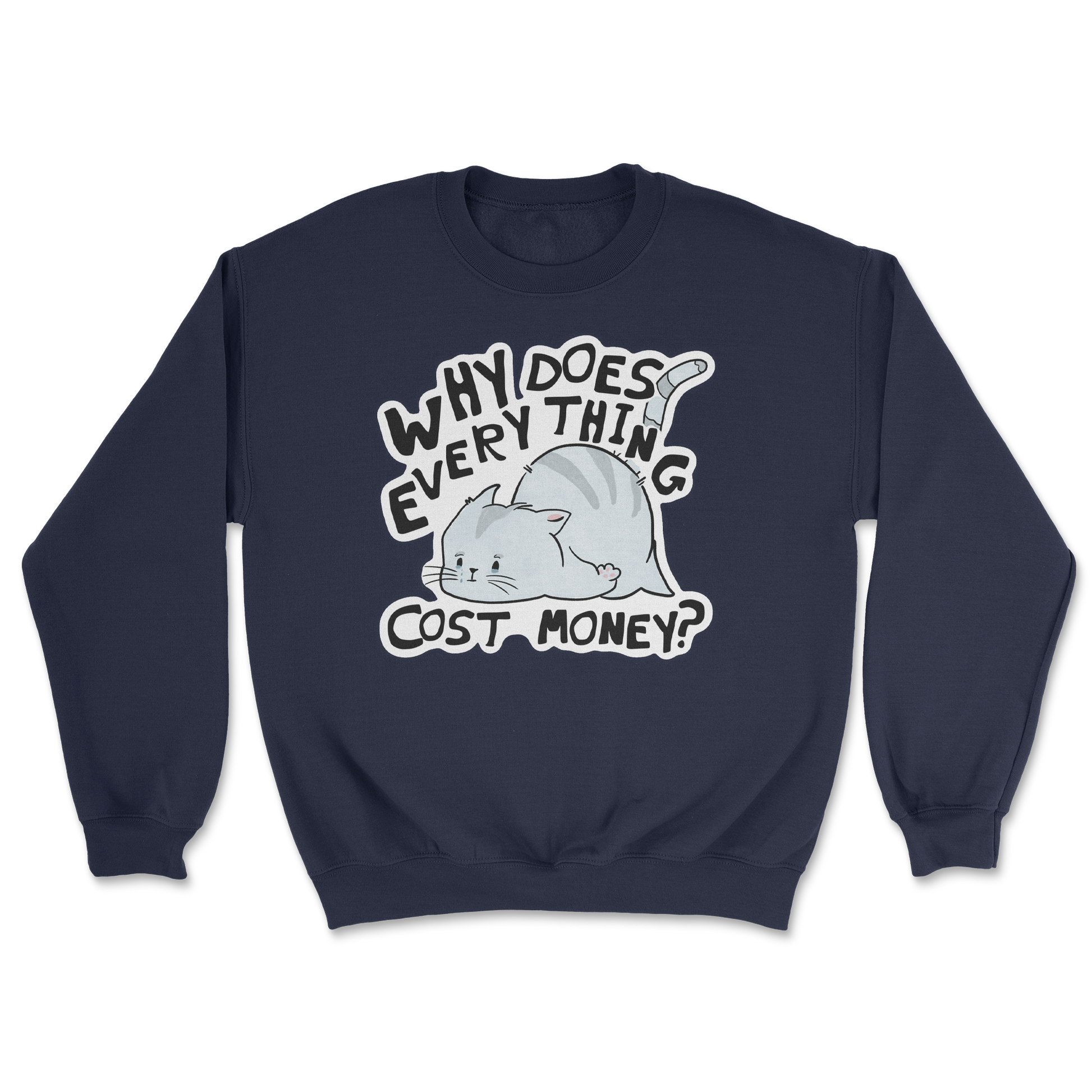 Heavy Blend Crew Neck Broke Cat in Navy
