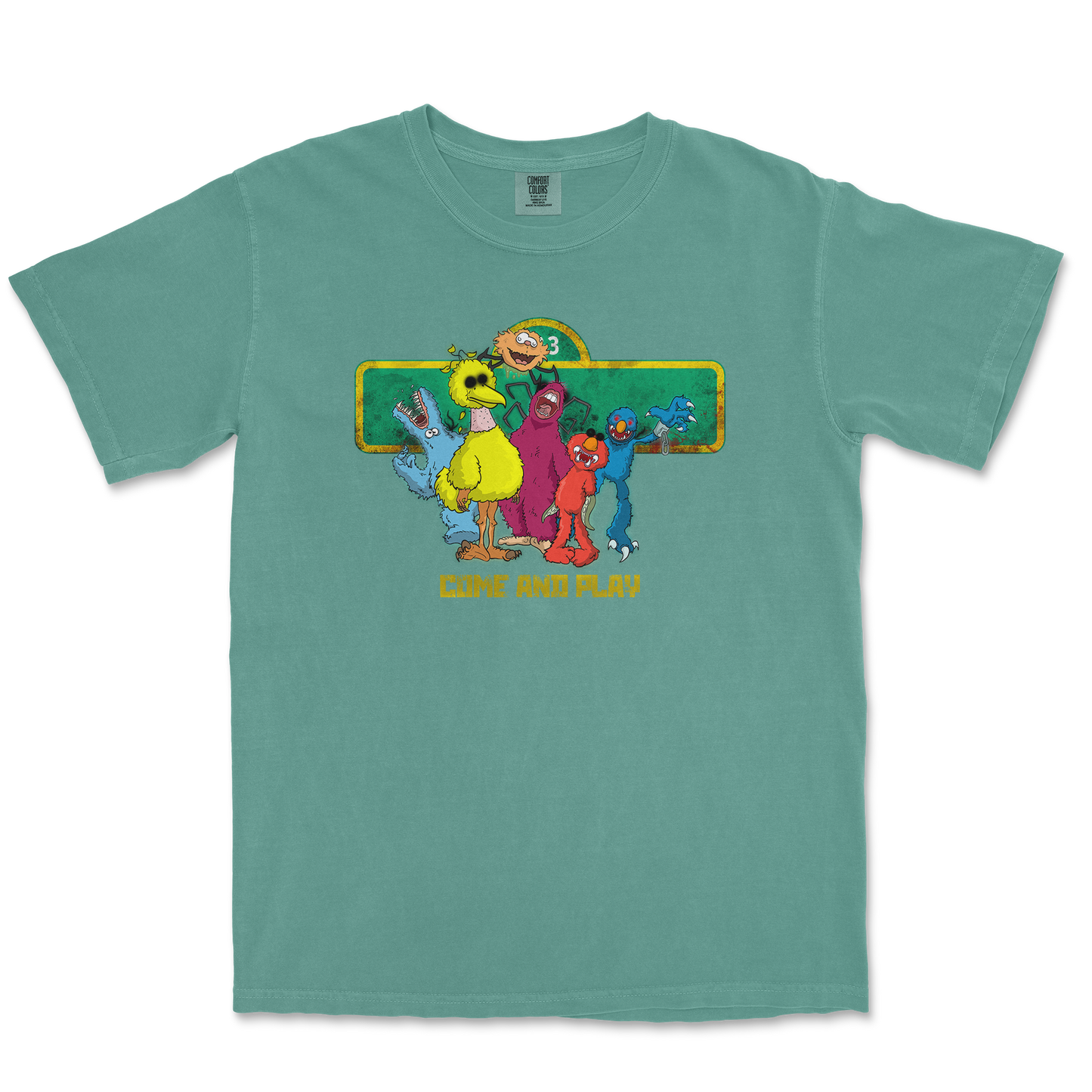 Comfort Colors T-Shirt Cursed Sesame Street in LightGreen