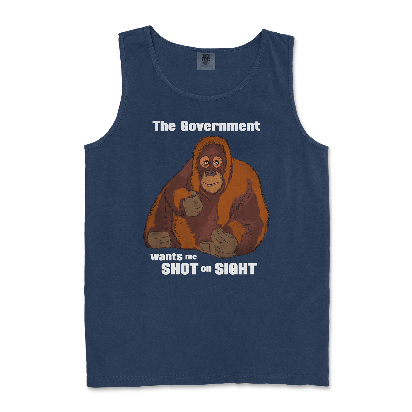 Comfort Colors Tank Top The Government Hates Me  in True-Navy