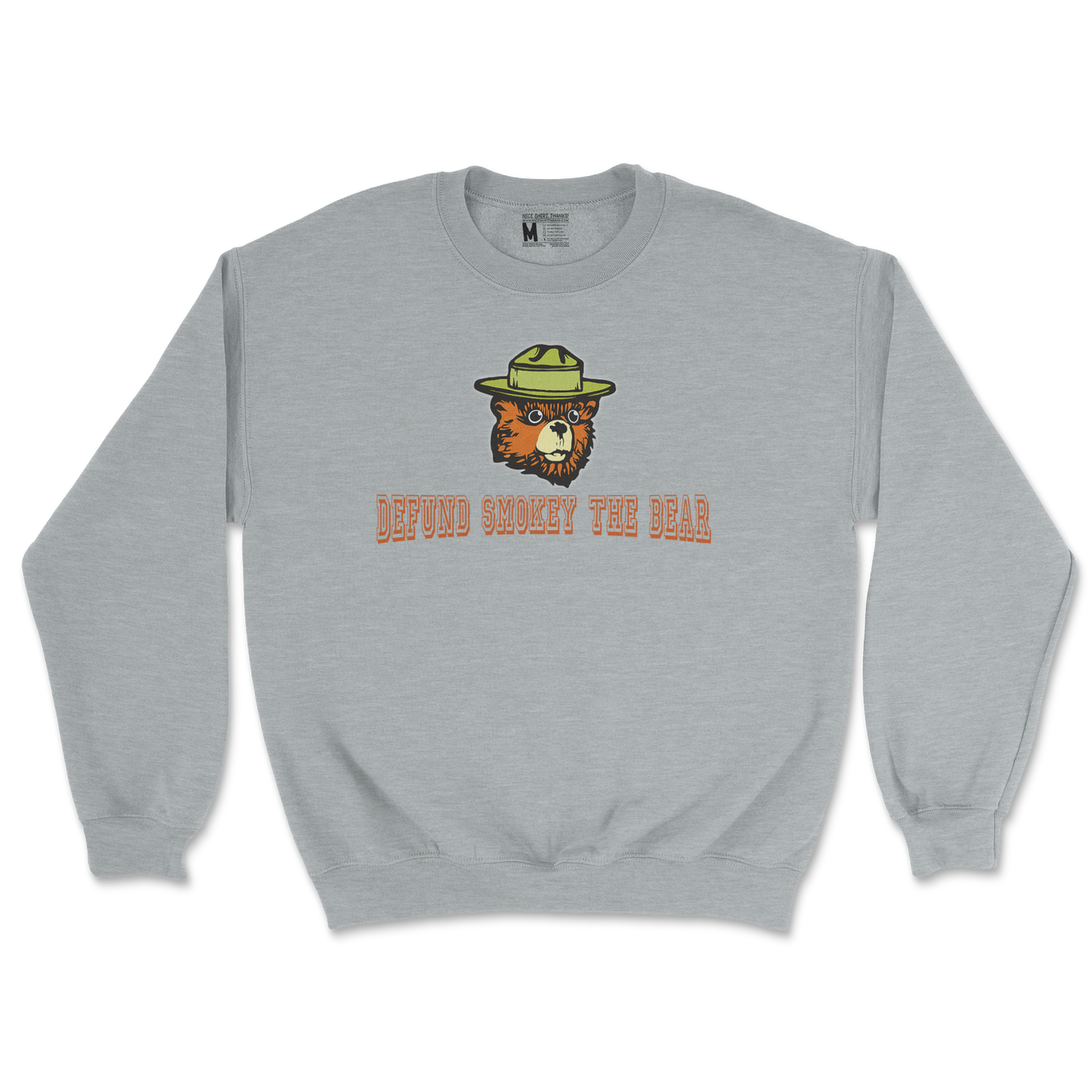 Heavy Blend Crew Neck Defund Smokey Bear in Sports Grey