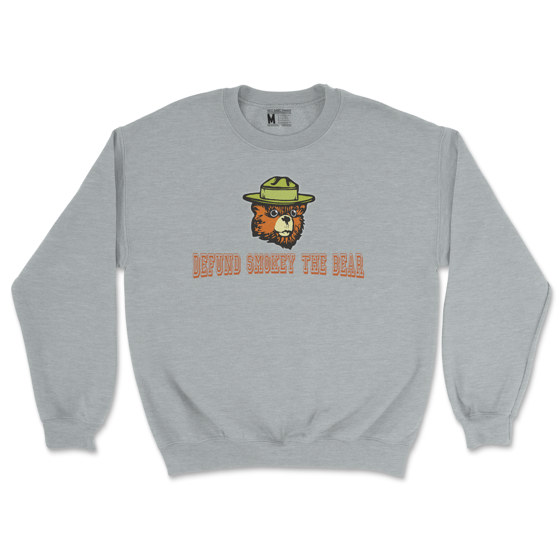 Heavy Blend Crew Neck Defund Smokey Bear in Sports Grey