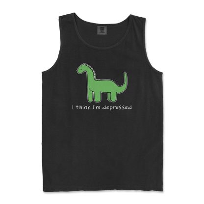 Comfort Colors Tank Top Depressed Dino  in Black