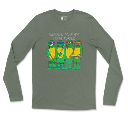 Gildan SoftStyle Long Sleeve Ninja Turtles in Military Green