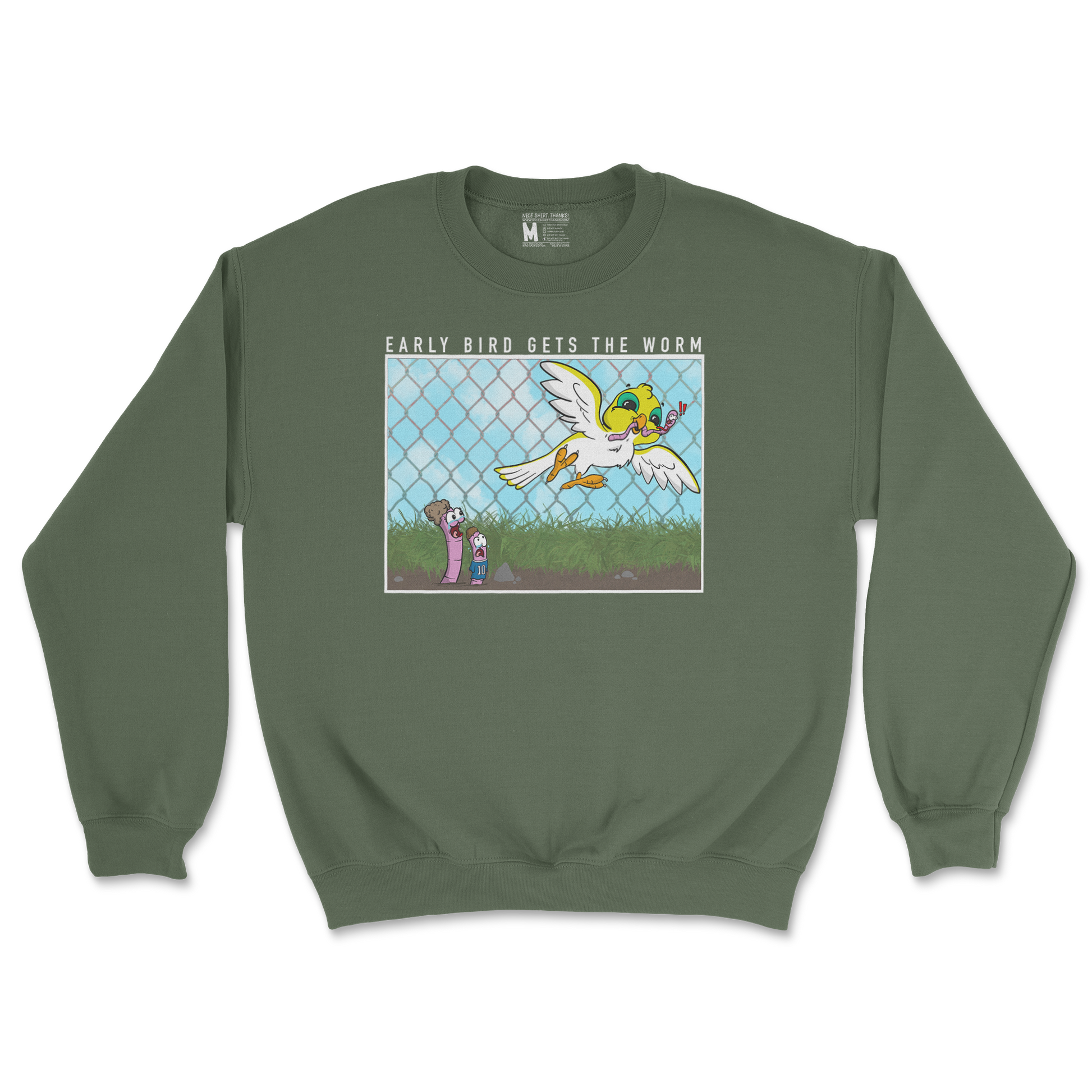 Gildan SoftStyle Crew Neck Early Bird in Military Green