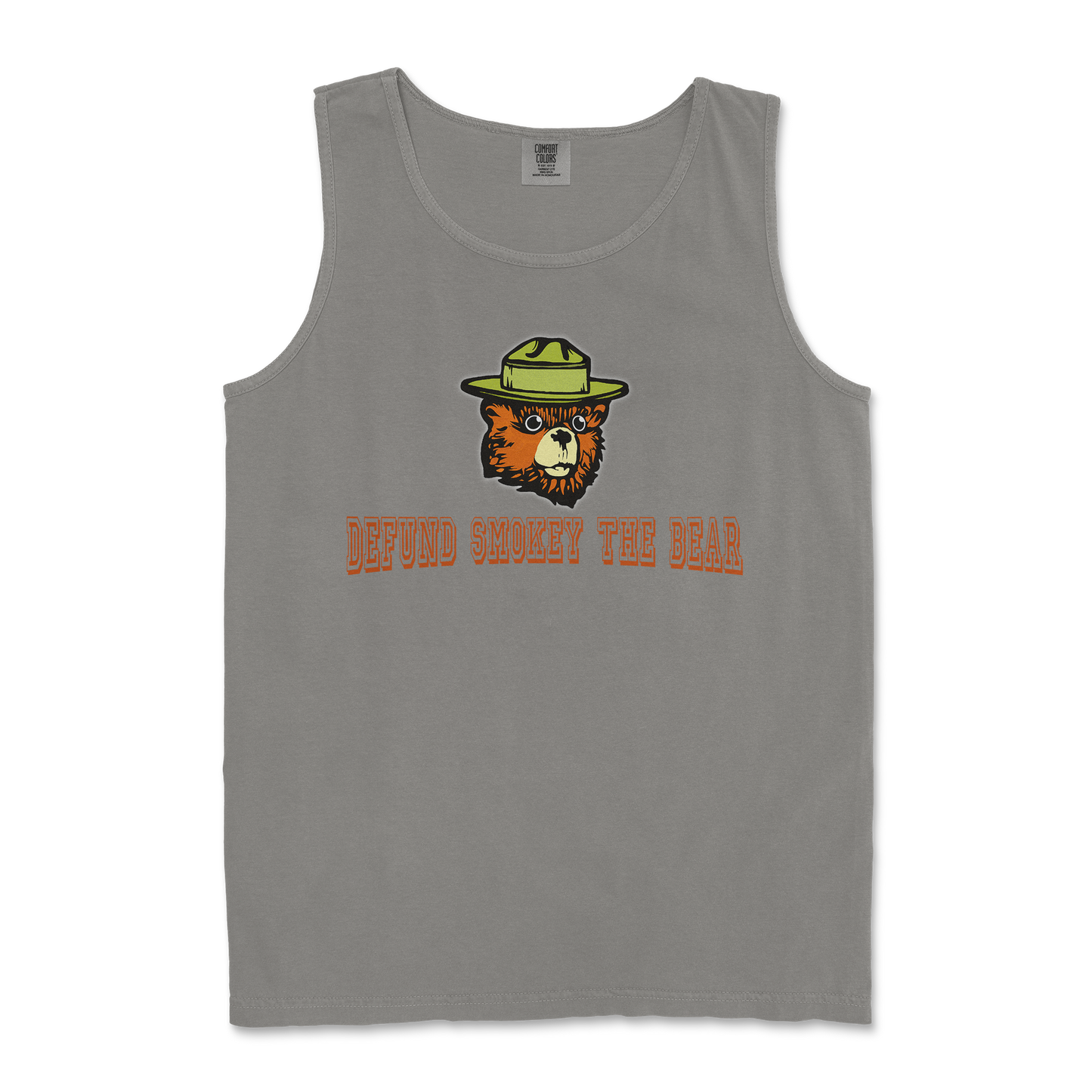 Comfort Colors Tank Top Defund Smokey Bear in Grey