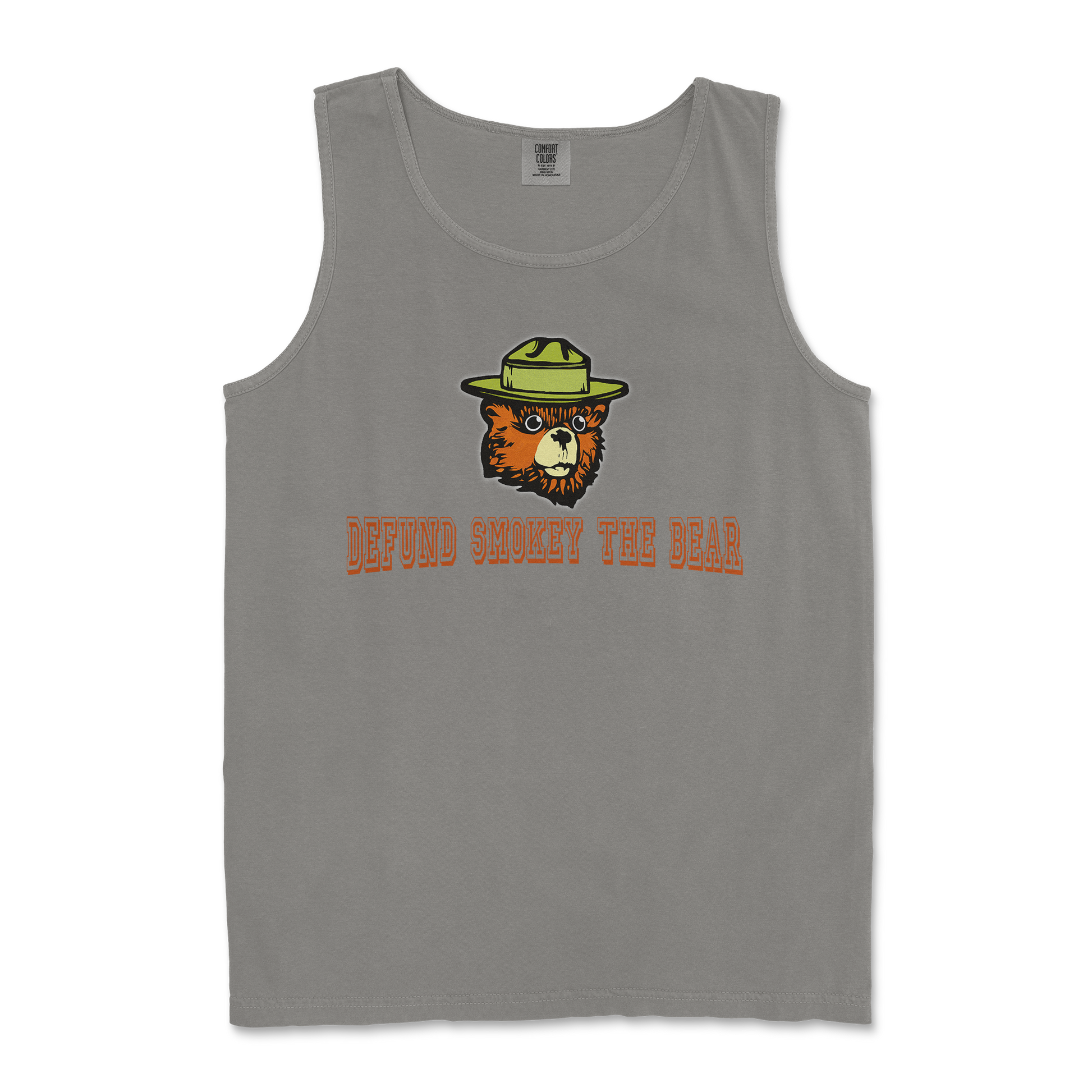 Comfort Colors Tank Top Defund Smokey Bear in Grey