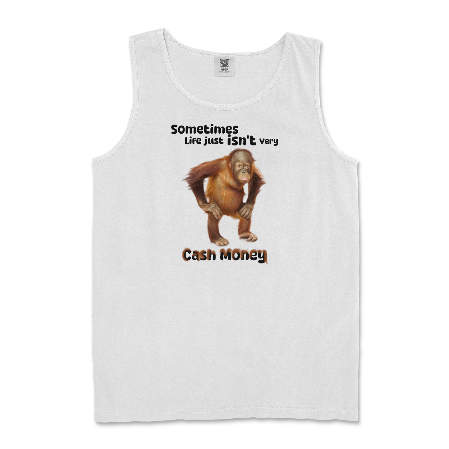 Comfort Colors Tank Top Cash Money Monkey  in White