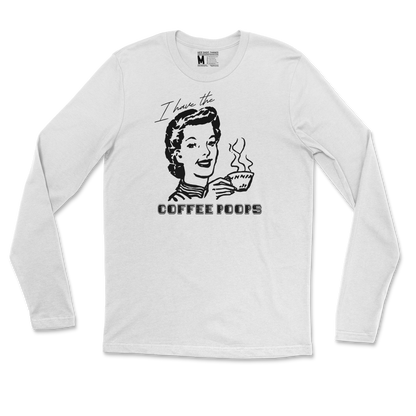 Gildan SoftStyle Long Sleeve Coffee Poops  in White