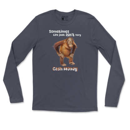 Gildan SoftStyle Long Sleeve Cash Money Monkey  in Navy