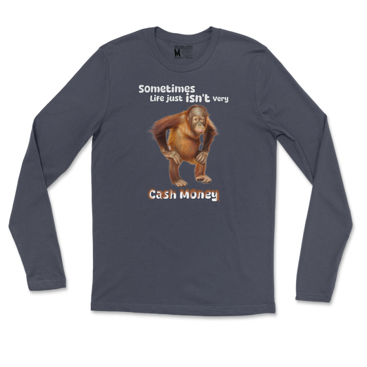 Gildan SoftStyle Long Sleeve Cash Money Monkey  in Navy