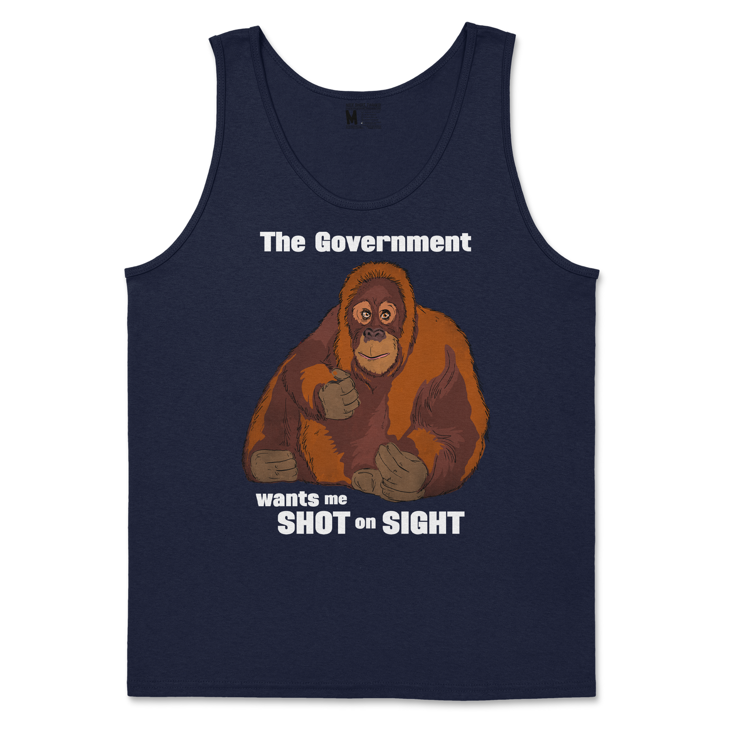 Gildan SoftStyle Tank Top The Government Hates Me  in Navy