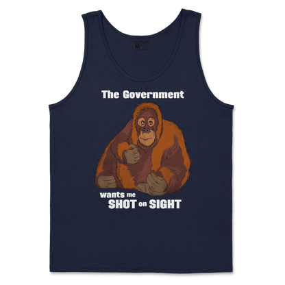 Gildan SoftStyle Tank Top The Government Hates Me  in Navy