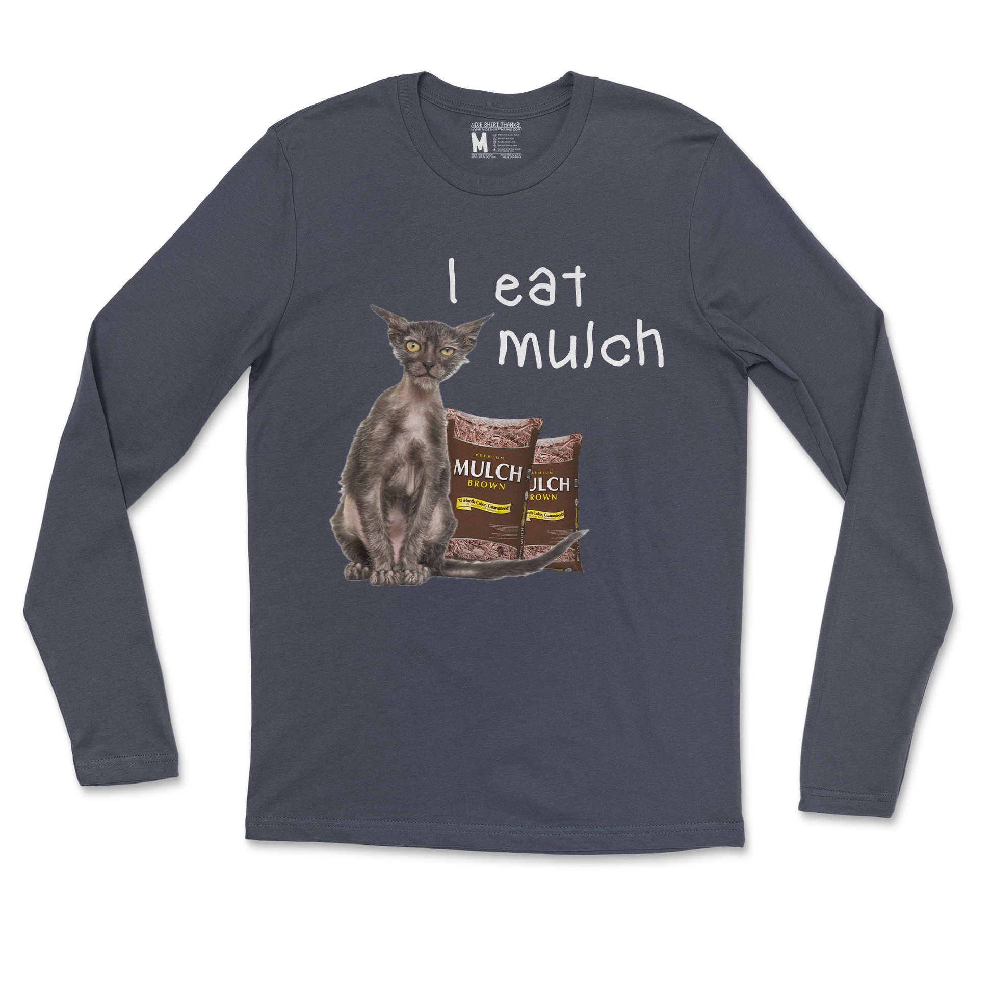 Gildan SoftStyle Long Sleeve I Eat Mulch in Navy