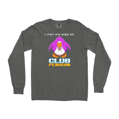 Comfort Colors Long Sleeve Club Penguin Wife  in Pepper