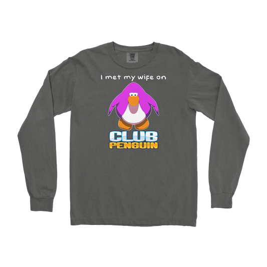 Comfort Colors Long Sleeve Club Penguin Wife  in Pepper