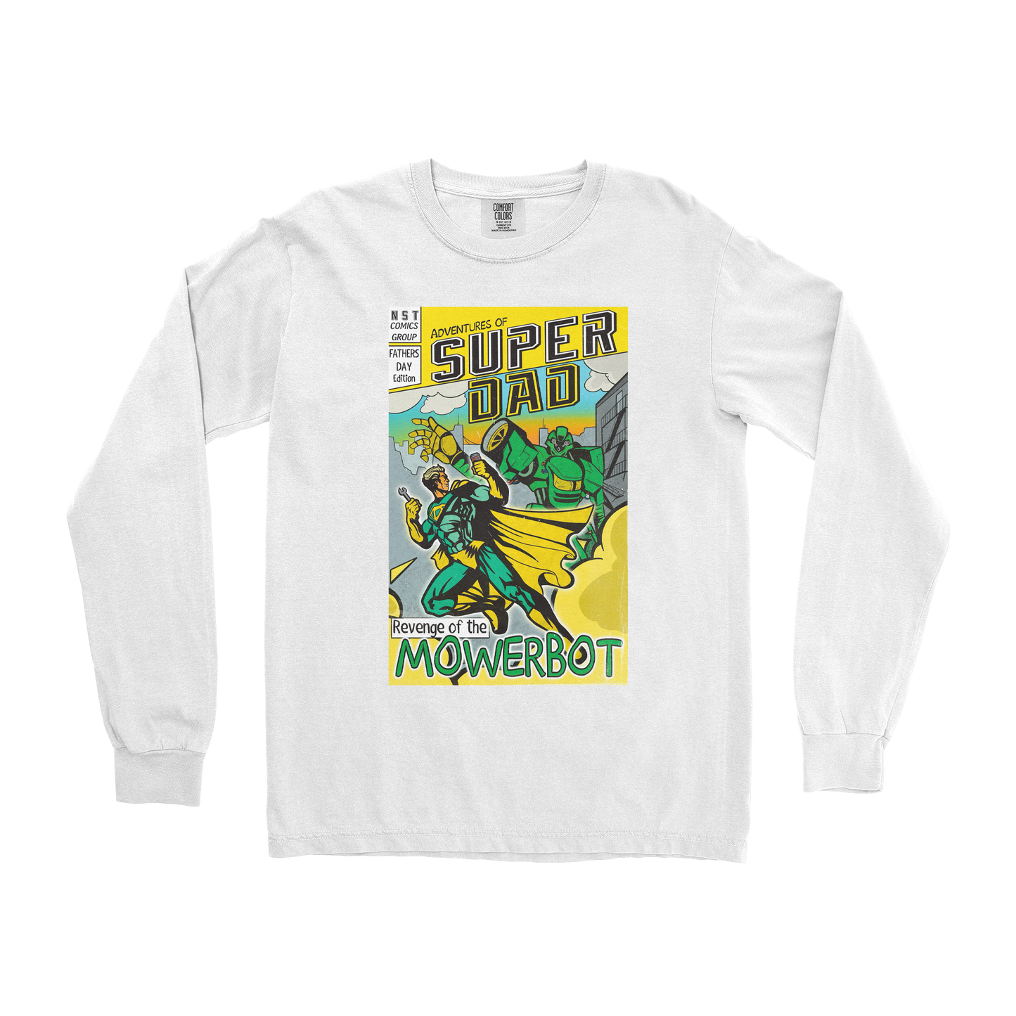 Comfort Colors Long Sleeve Super Dad in White