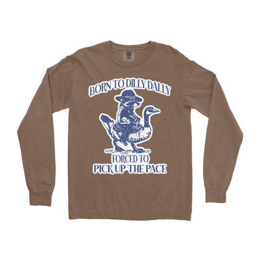 Comfort Colors Long Sleeve Dilly Dally  in Espresso