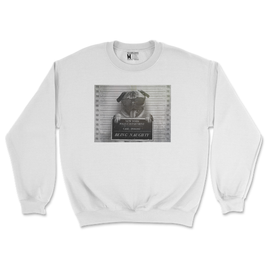 Gildan SoftStyle Crew Neck Naughty Pug in White