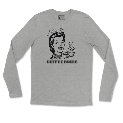 Gildan SoftStyle Long Sleeve Coffee Poops  in Heather-Gray