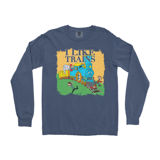 Comfort Colors Long Sleeve I Like Trains in Midnight