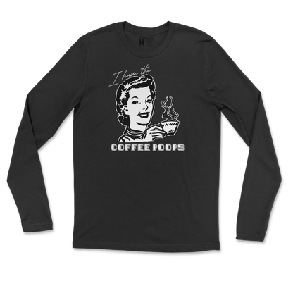 Gildan SoftStyle Long Sleeve Coffee Poops  in Black