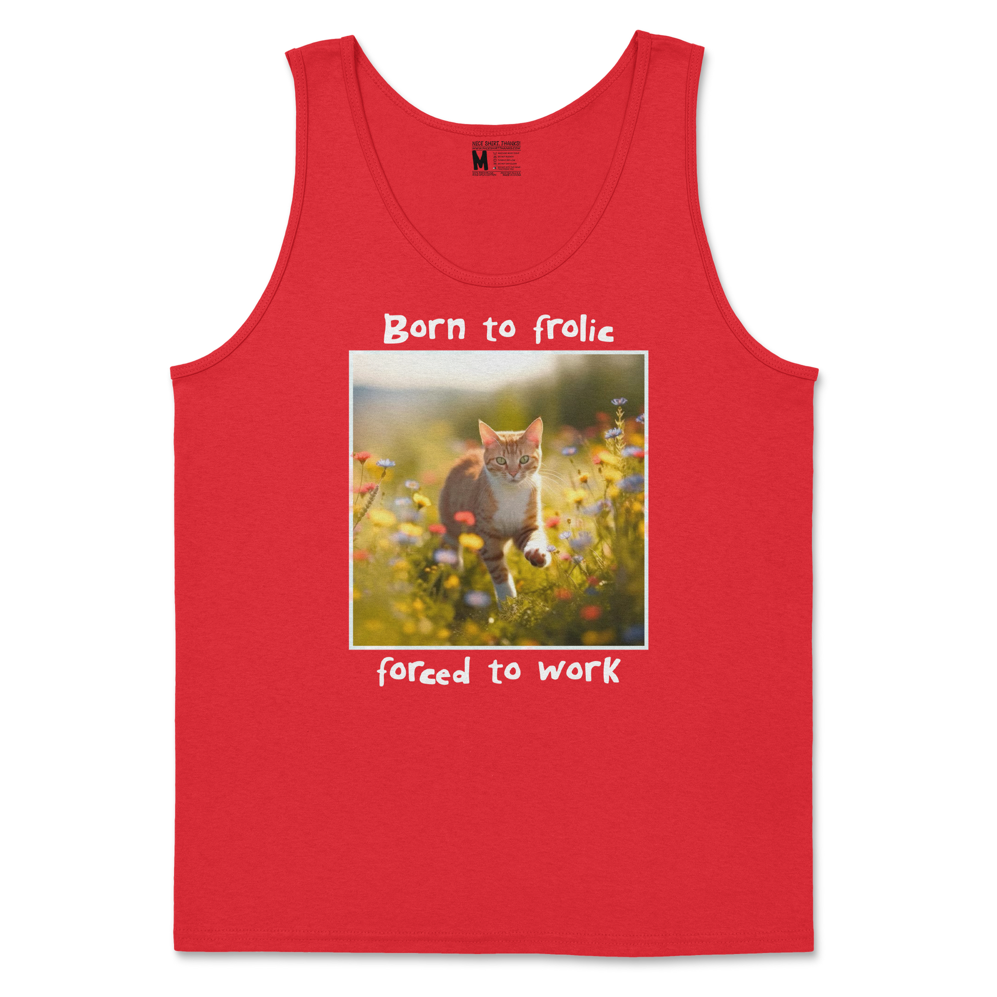 Gildan SoftStyle Tank Top Born to Frolic  in Red