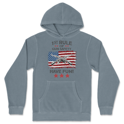 Independent Clothing Co. Hoodie 1st Rule of Gun Safety in BlueMagic