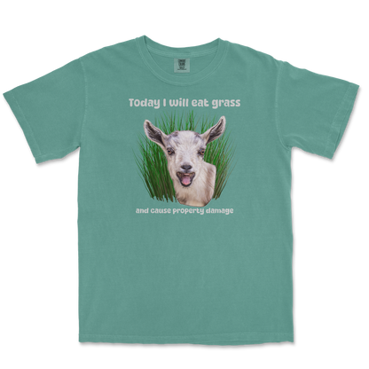 Comfort Colors T-Shirt Crazy Goat  in Light-Green