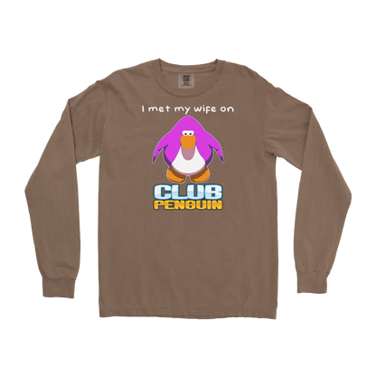 Comfort Colors Long Sleeve Club Penguin Wife  in Espresso