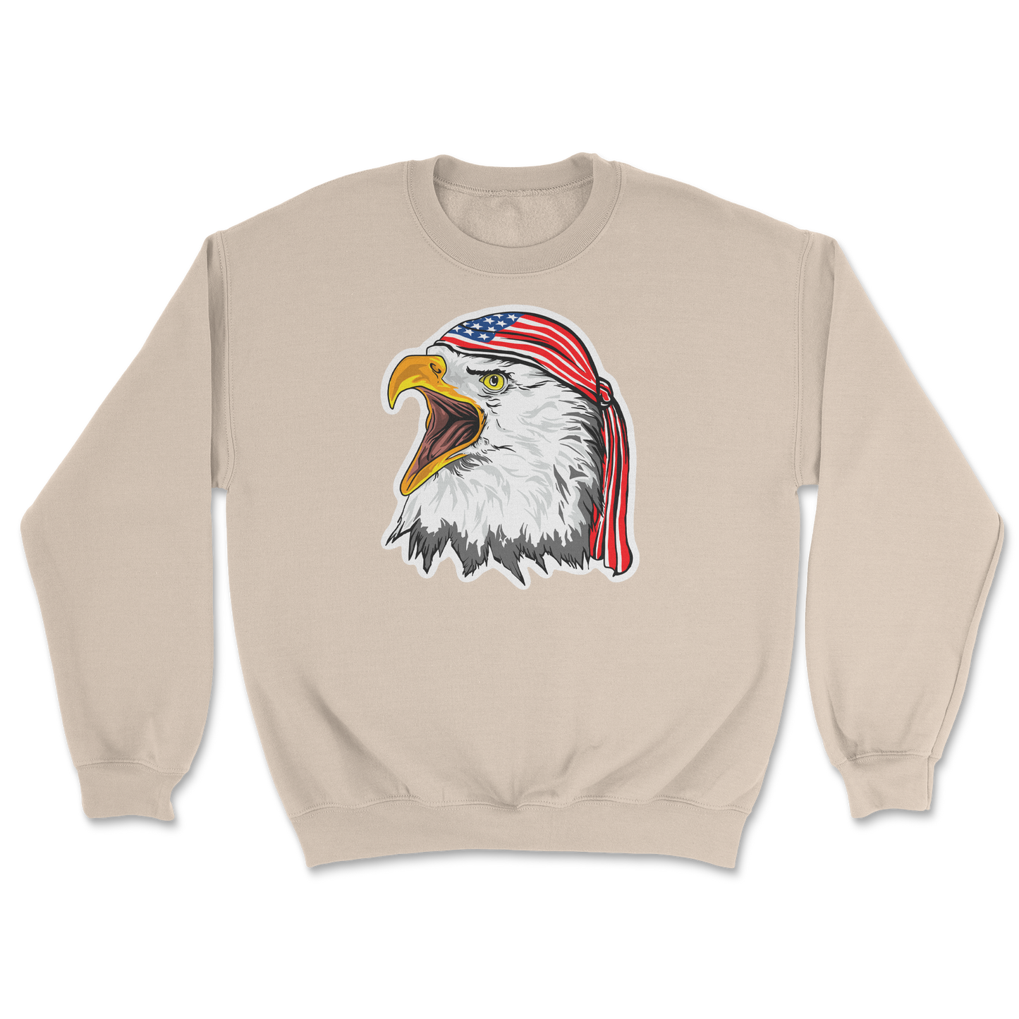 Heavy Blend Crew Neck Freedom Eagle in Sand