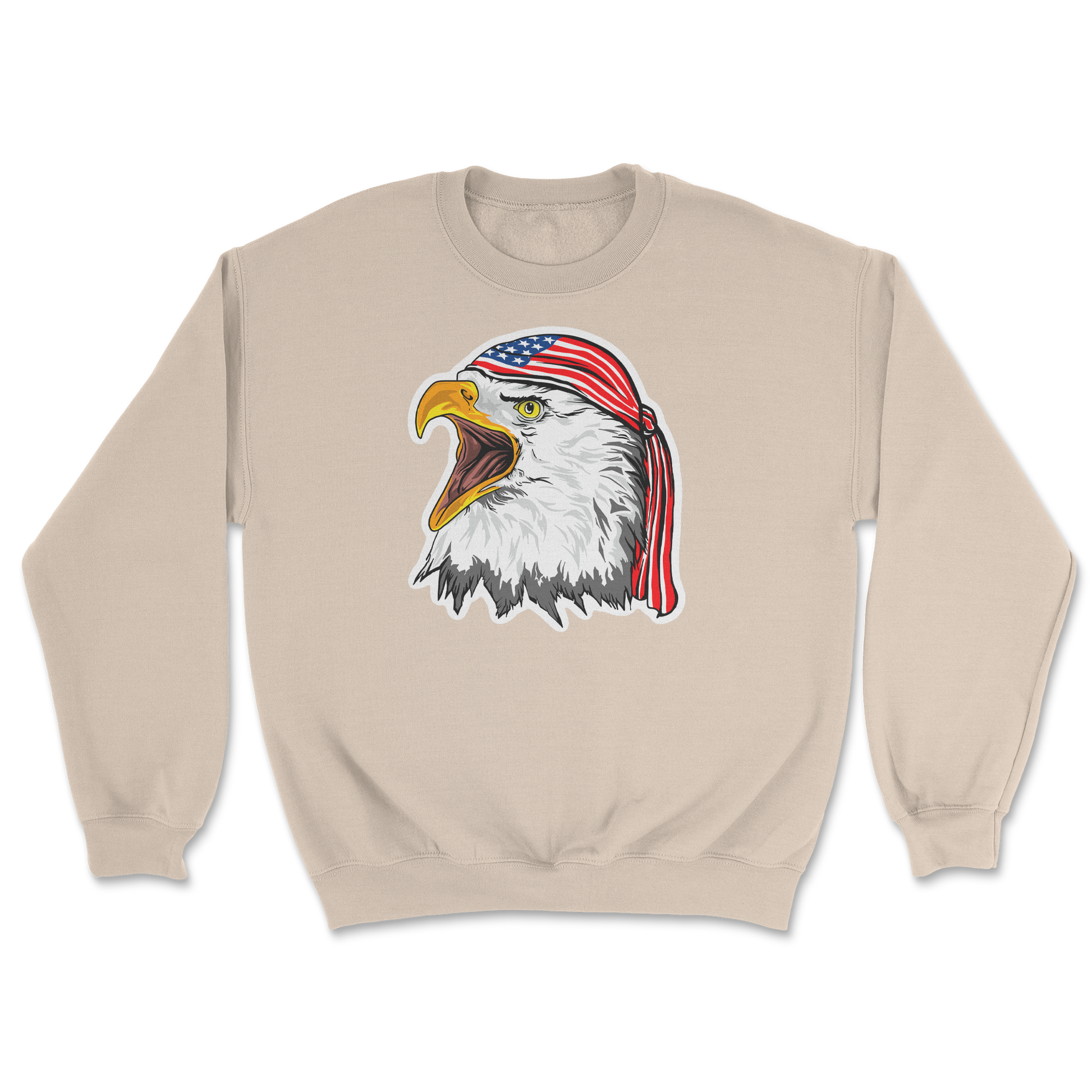 Heavy Blend Crew Neck Freedom Eagle in Sand