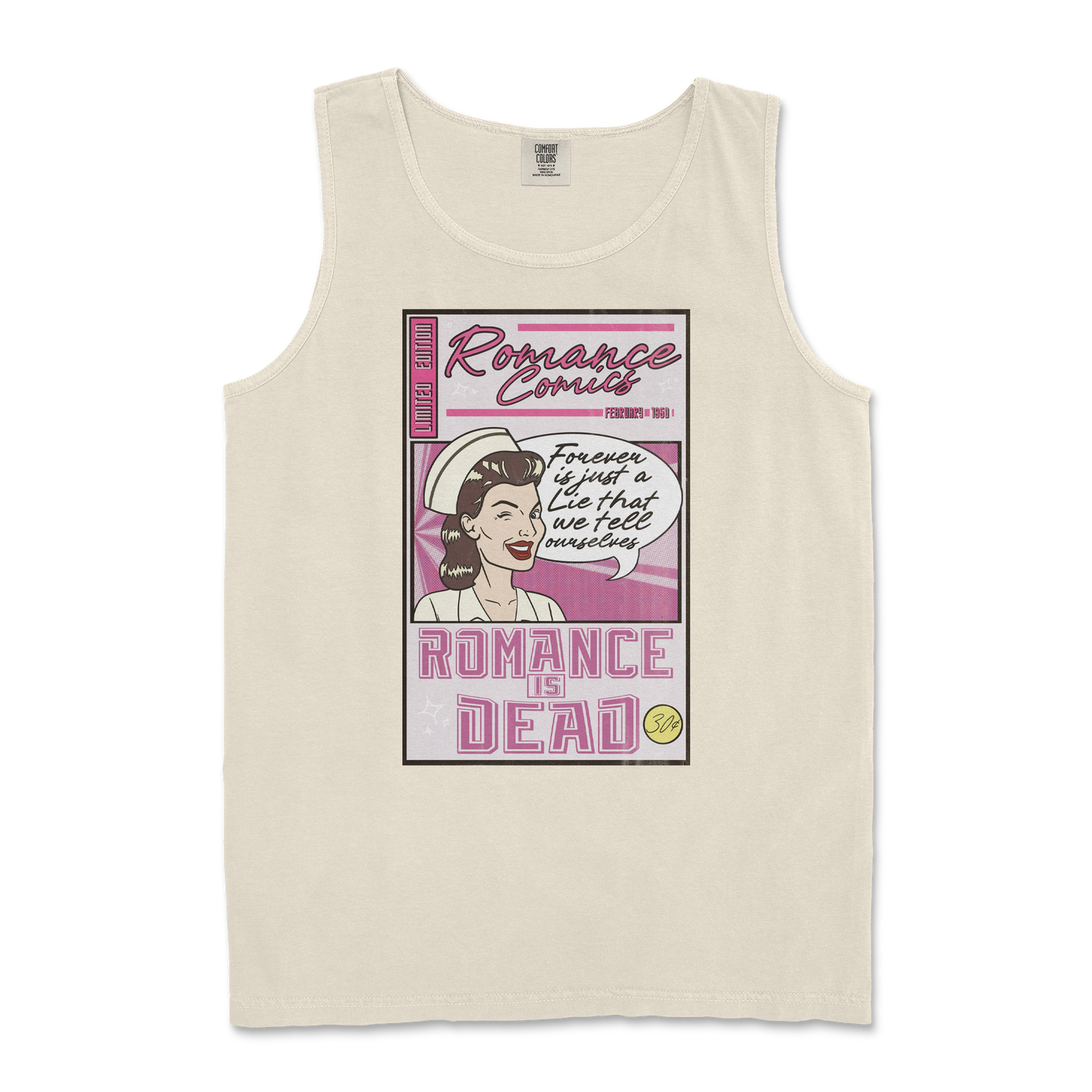 Comfort Colors Tank Top Romance is Dead in Ivory