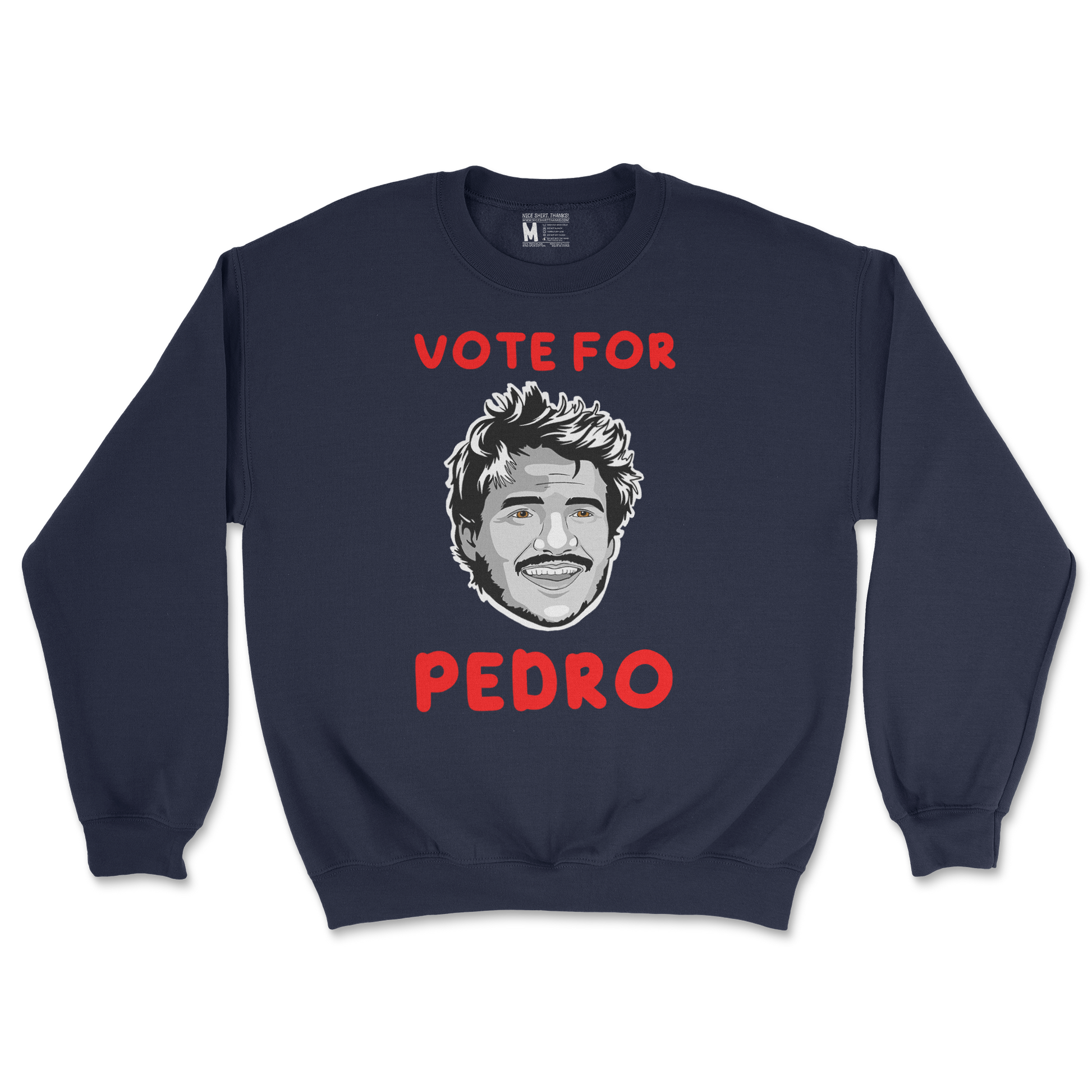 Gildan SoftStyle Crew Neck Vote For Pedro in Navy