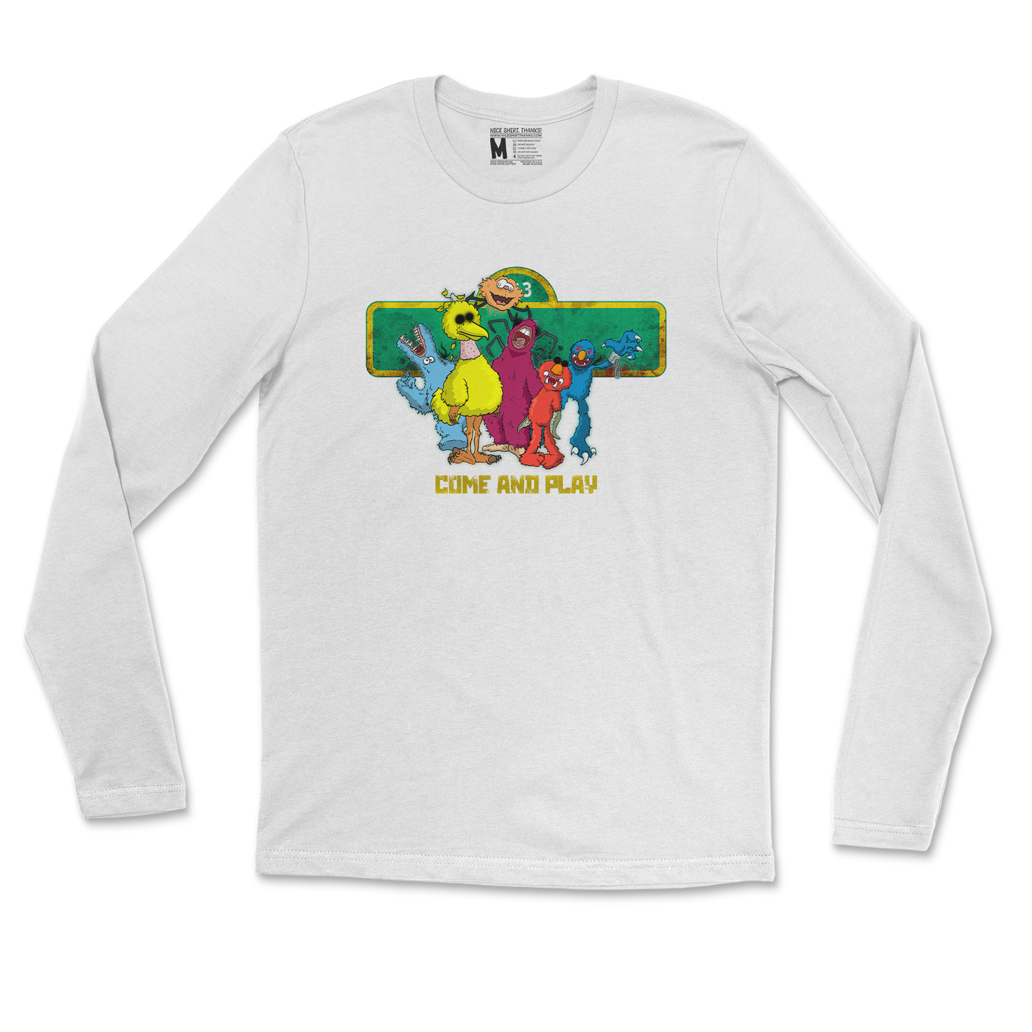 Gildan SoftStyle Long Sleeve Cursed Sesame Street in White