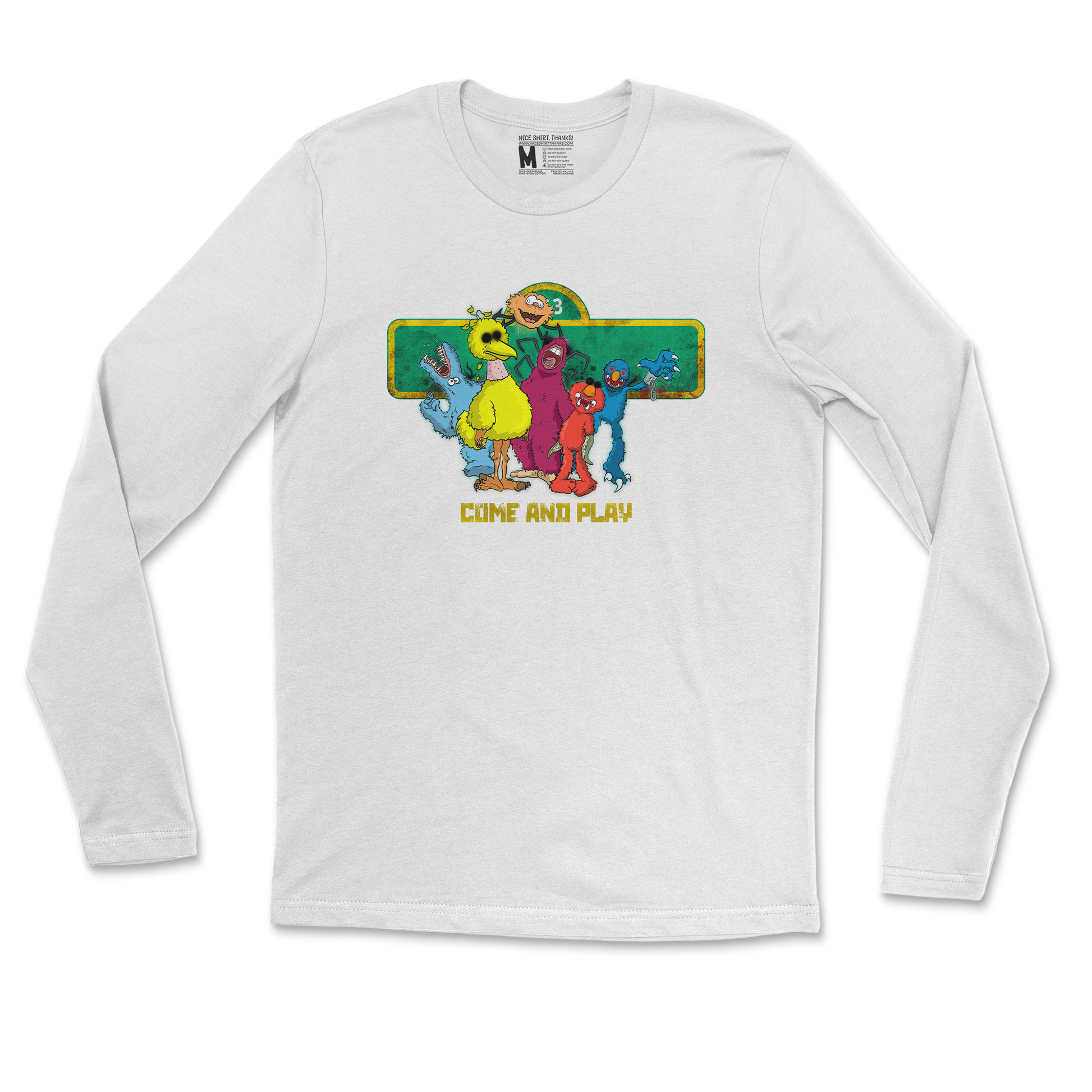 Gildan SoftStyle Long Sleeve Cursed Sesame Street in White