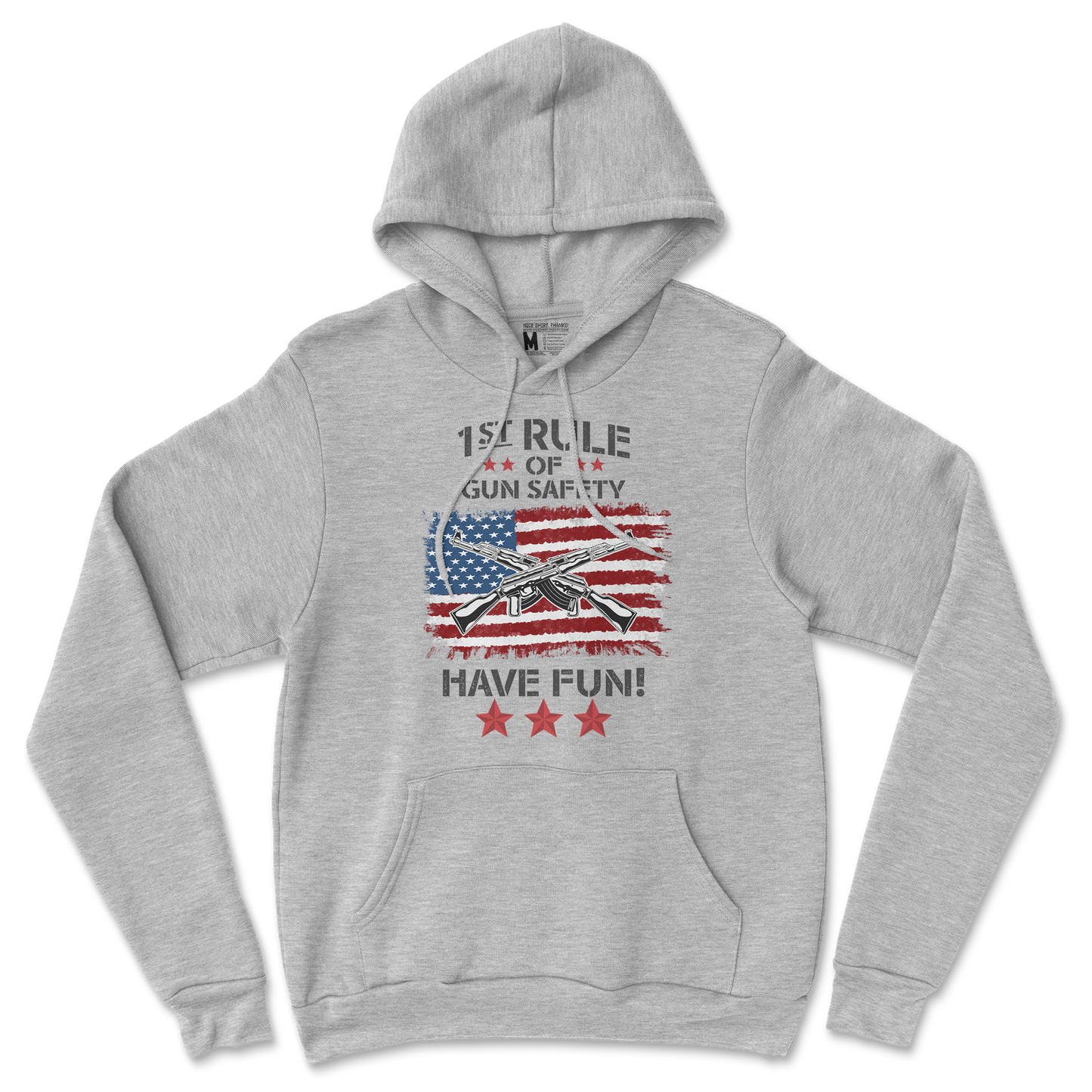 Gildan SoftStyle Hoodie 1st Rule of Gun Safety in Sports Grey